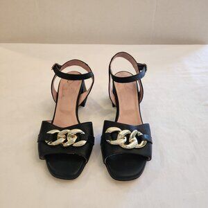 Black Block Heel Sandles (Size 40 US 9)